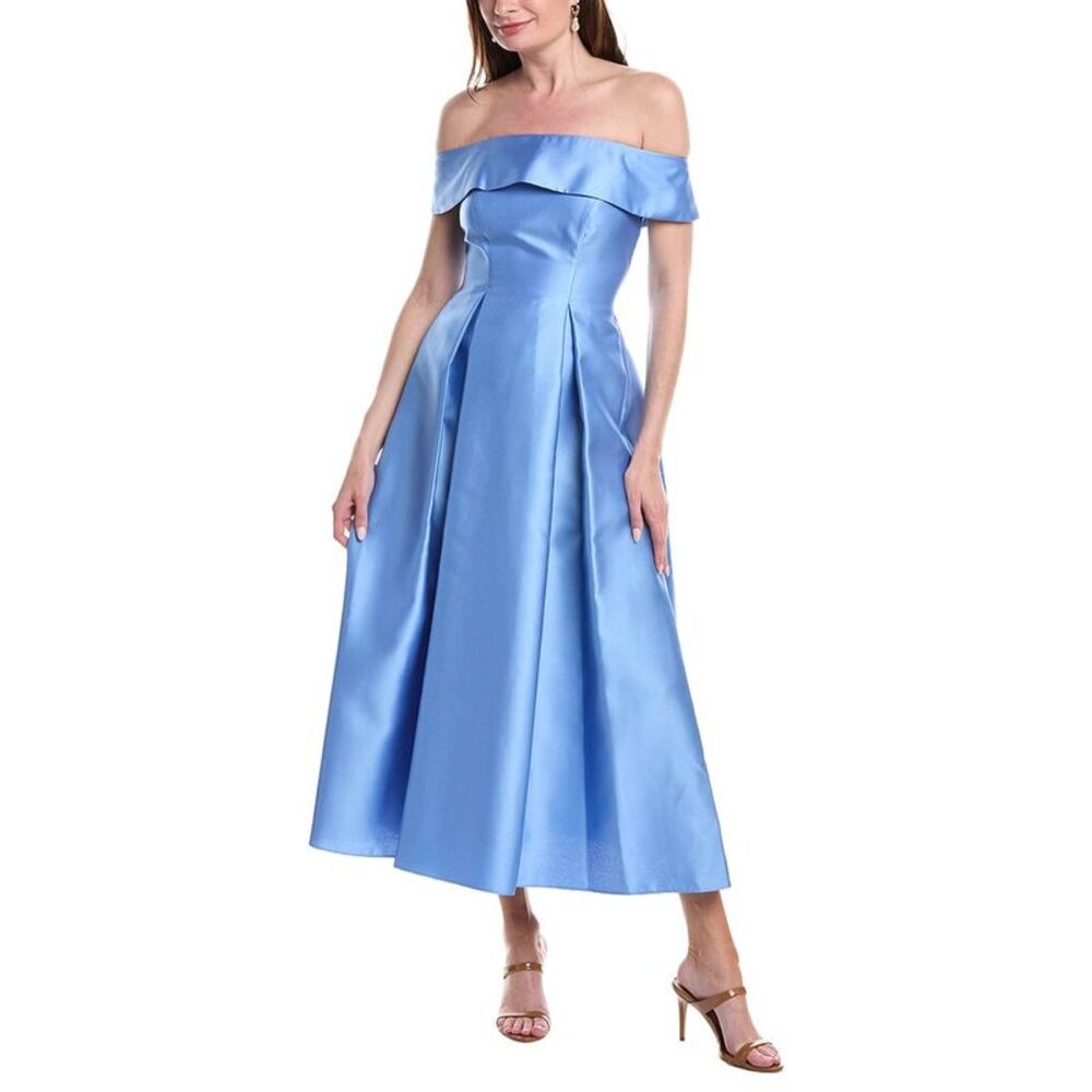 Adrianna Papell Womens Off Shoulder Mikado Dress, Blue